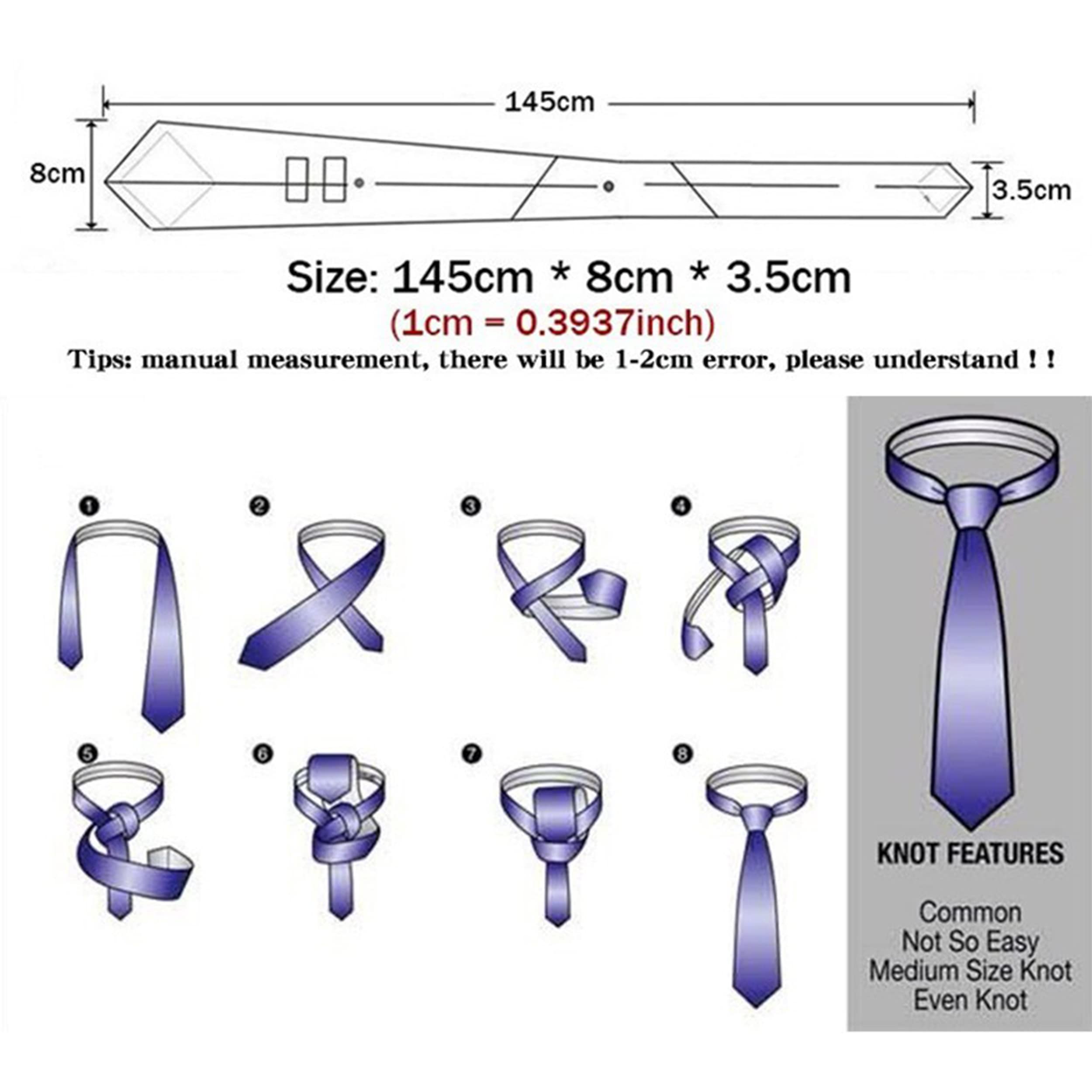 Ties for Men, Black Mens Ties Pocket Square Cufflink Tie Clip Set (Black)