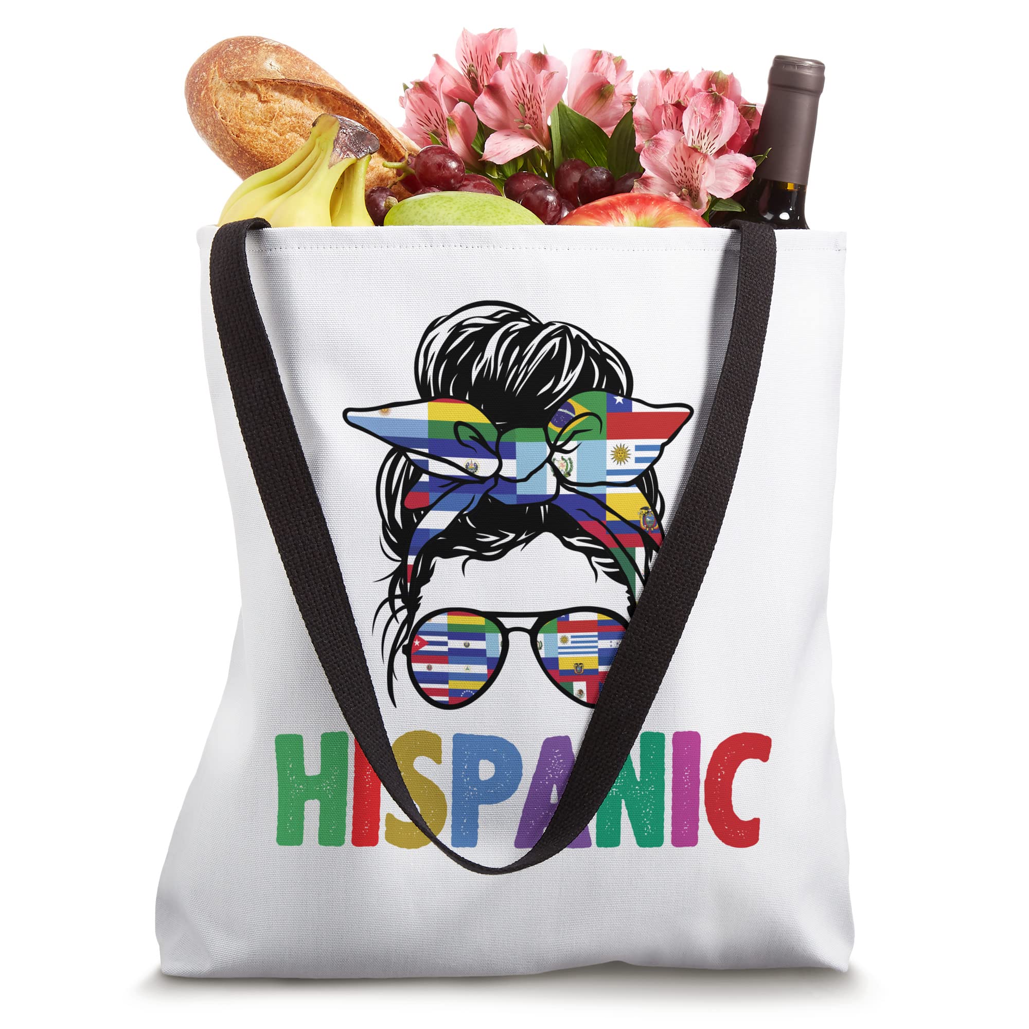 Hispanic Women Cute Messy Bun Hispanic Heritage Month Tote Bag