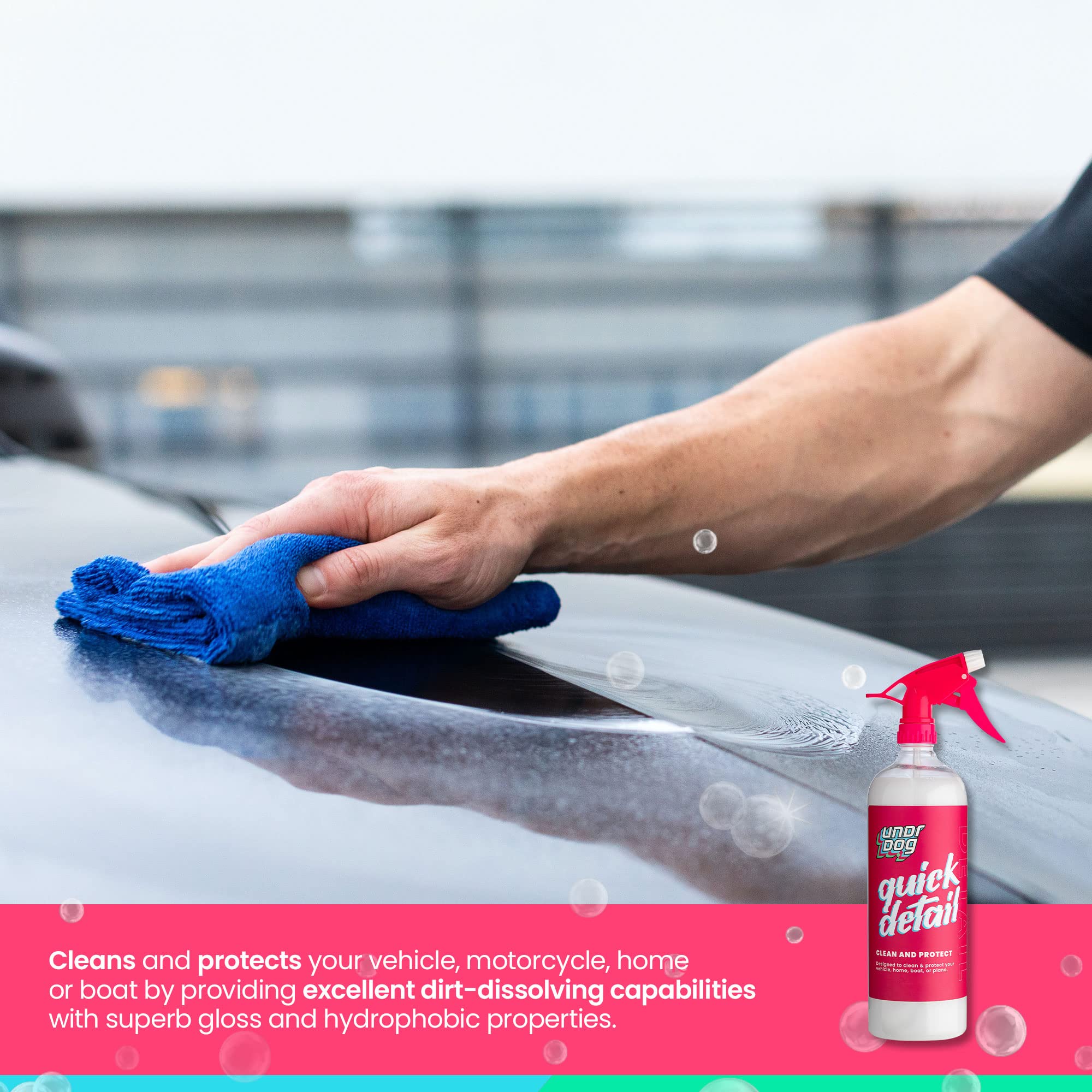 Undrdog Quick Detail, Hydrophobic, Water-Based Cleaner, Spray Wax, Quick Shine, Detail Spray For Vehicles, Motorcycles, Homes or Boats, Available in 16oz, 32oz (32oz)