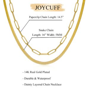 Gold Necklace for Women Layered Choker Necklace 14K Gold Jewelry for Women Dainty Layering Paperclip Snake Chain Necklace Gifts for Women Teens