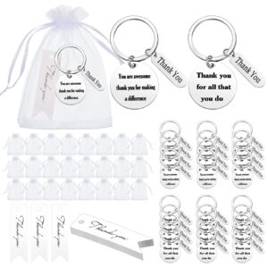 yinkin 72 pcs employee appreciation gift bulk for employee thank you gifts keychains with bags for teacher graduation(silver)