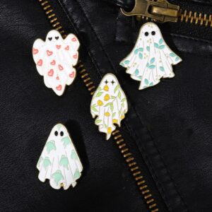 Cute Ghost Enamel Brooch Pin,Gothic Badges Halloween Pins for Women/Men, Cartoon Boo Ghost Enamel Pins for Jackets Backpacks, Pink