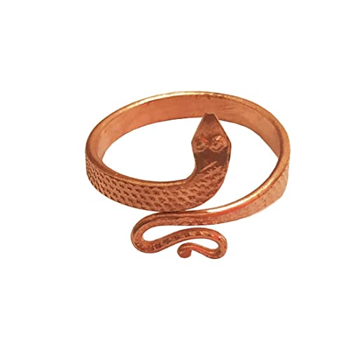 Brown Pure Copper Snake Copper Energized Adjustable Tamba Naag Ring for Unisex