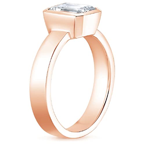 3.0 CT Cushion Colorless Moissanite Engagement Ring, Wedding Bridal Ring, Eternity Solid 10K Rose Gold Diamond Solitaire Bezel-Setting Anniversary Promises Gifts for Her (6)