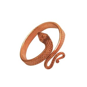 Brown Pure Copper Snake Copper Energized Adjustable Tamba Naag Ring for Unisex