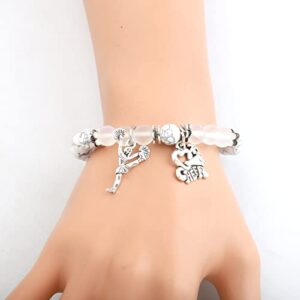 FUSTMW Cheer Charm Bracelet Cheerleading Gifts You Are Braver Than You Believe Bangle Bracelet Cheer Jewelry for Cheerleaders Cheer Coaches or Team (White)