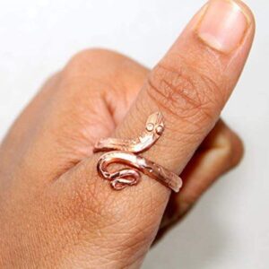 Brown Pure Copper Snake Copper Energized Adjustable Tamba Naag Ring for Unisex