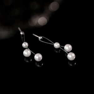 SLUYNZ Sterling Silver Pearls Dangle Earrings for Women Teen Girls Wedding Pearls Dangle Earrings Long Tassel (A-Silver)