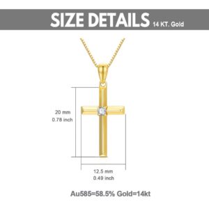 SISGEM 14k Gold Diamond Cross Pendant Necklace for Women, Religious Jewelry Confirmation Gifts for Her, (0.05 ct natural diamond, with 14k Gold Box Chain 18 inches)