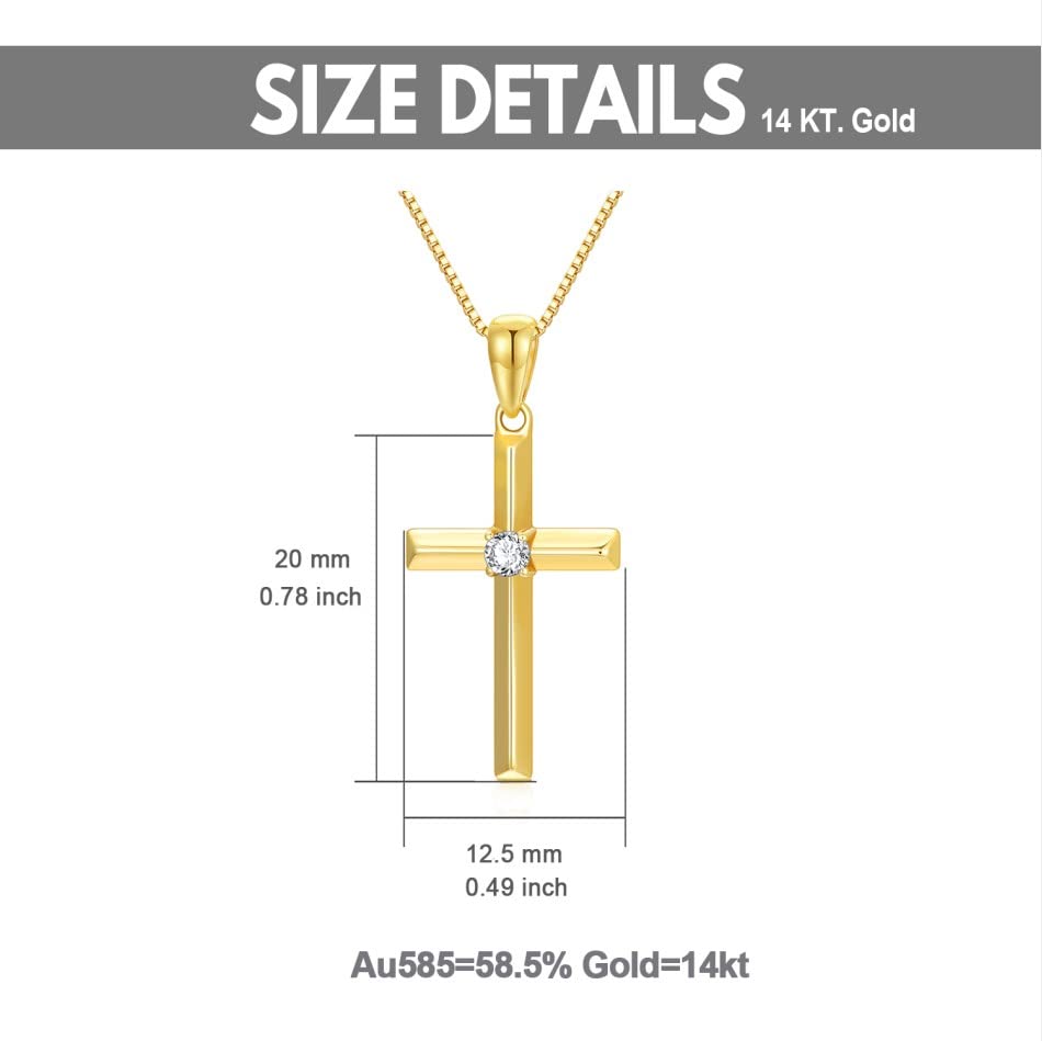 SISGEM 14k Gold Diamond Cross Pendant Necklace for Women, Religious Jewelry Confirmation Gifts for Her, (0.05 ct natural diamond, with 14k Gold Box Chain 18 inches)