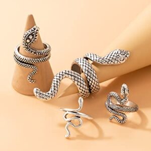 FDSUFDY Rings for Women 4pcs Snake Design Ring (Color : Antique Silver, Size : One-Size)