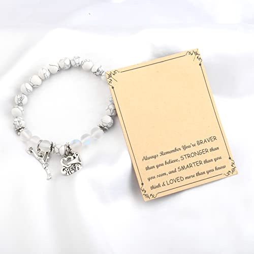 FUSTMW Cheer Charm Bracelet Cheerleading Gifts You Are Braver Than You Believe Bangle Bracelet Cheer Jewelry for Cheerleaders Cheer Coaches or Team (White)