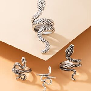 FDSUFDY Rings for Women 4pcs Snake Design Ring (Color : Antique Silver, Size : One-Size)