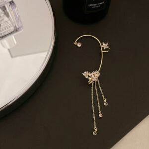 2PCS Women's Tassel Earrring Clips On (Flower Ear Clips)