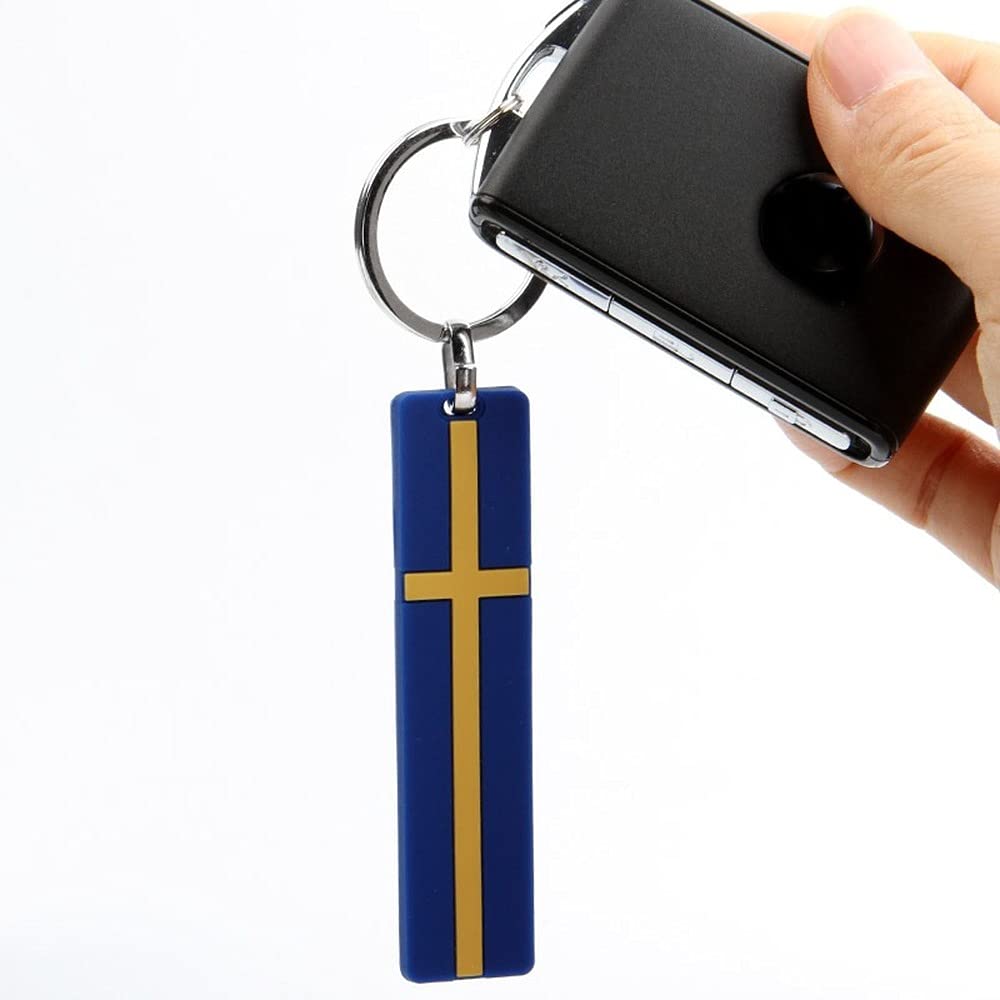 Winluu Swedish Flag Keychain Emblem Badge Luxury Key Ring Keychains For XC40 XC60 XC70 XC80 XC90 V40 S80 S90 C30 C60 Keyring Chain,Swedish Flag Emblem Keychain,Blue Yellow 3.15X0.7in