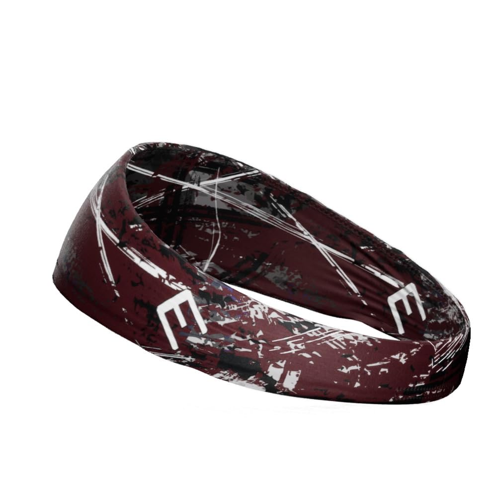 Unisex Headband/Sweatband. Best for Sports, Fitness, Working Out, Yoga. Tapered Design. Reversible. (Wicked Maroon)