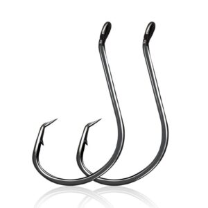 Circle Hooks Fishing Hooks 2X Strong Octopus Offset Fish Catfish Bulk Fishing Gear Equipment Hooks Set Saltwater Freshwater 50PCS(10/0 50/Pack)