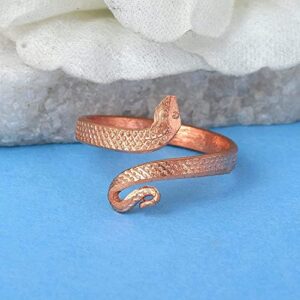 Brown Pure Copper Snake Copper Energized Adjustable Tamba Naag Ring for Unisex