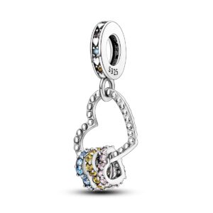 NARMO 925 Sterling Silver Charms for Bracelets Original Bead Charm for Pandora Bracelet Heart Dangle Charms