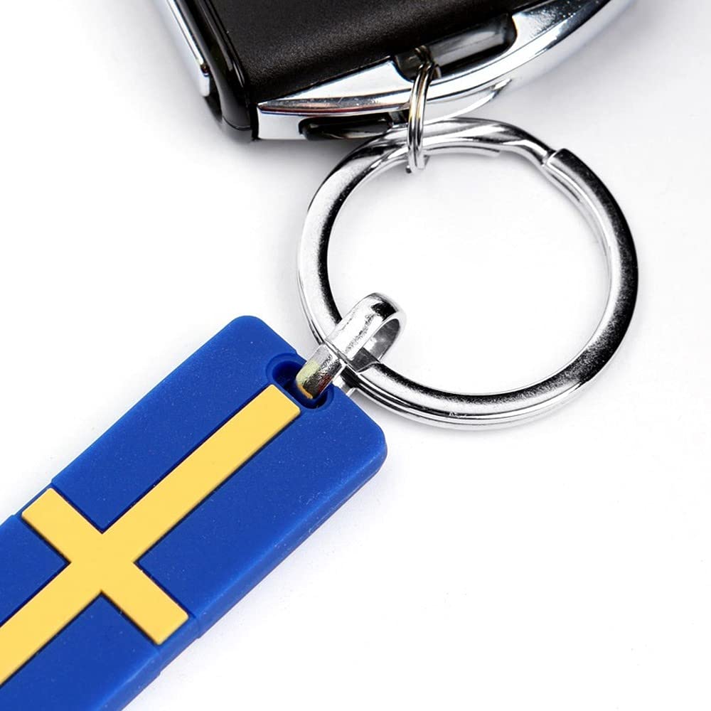 Winluu Swedish Flag Keychain Emblem Badge Luxury Key Ring Keychains For XC40 XC60 XC70 XC80 XC90 V40 S80 S90 C30 C60 Keyring Chain,Swedish Flag Emblem Keychain,Blue Yellow 3.15X0.7in