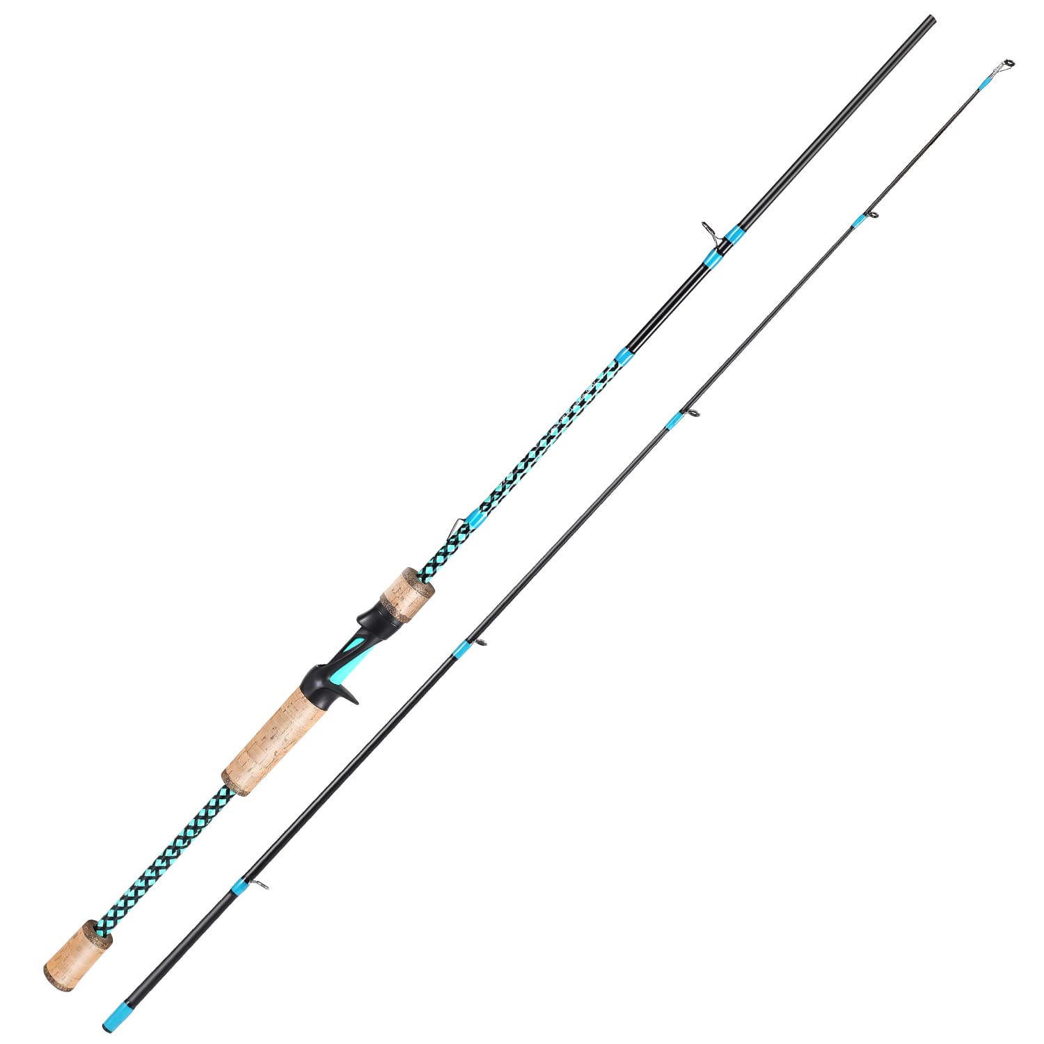 Sougayilang Fishing Rods, Graphite Spinning Rods, Lightweight 2 Pieces Cork Handle Casting Rods-7'-Blue Casting Rod