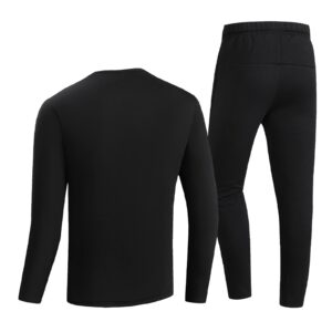 COMIOR Heated Thermal Underwear Set for Men and Women,COMIOR Body Warmer Heated Thermal Leggings Tops Unisex Intelligent Temperature Control Base Layer Heating Underwear Set for Winter Black