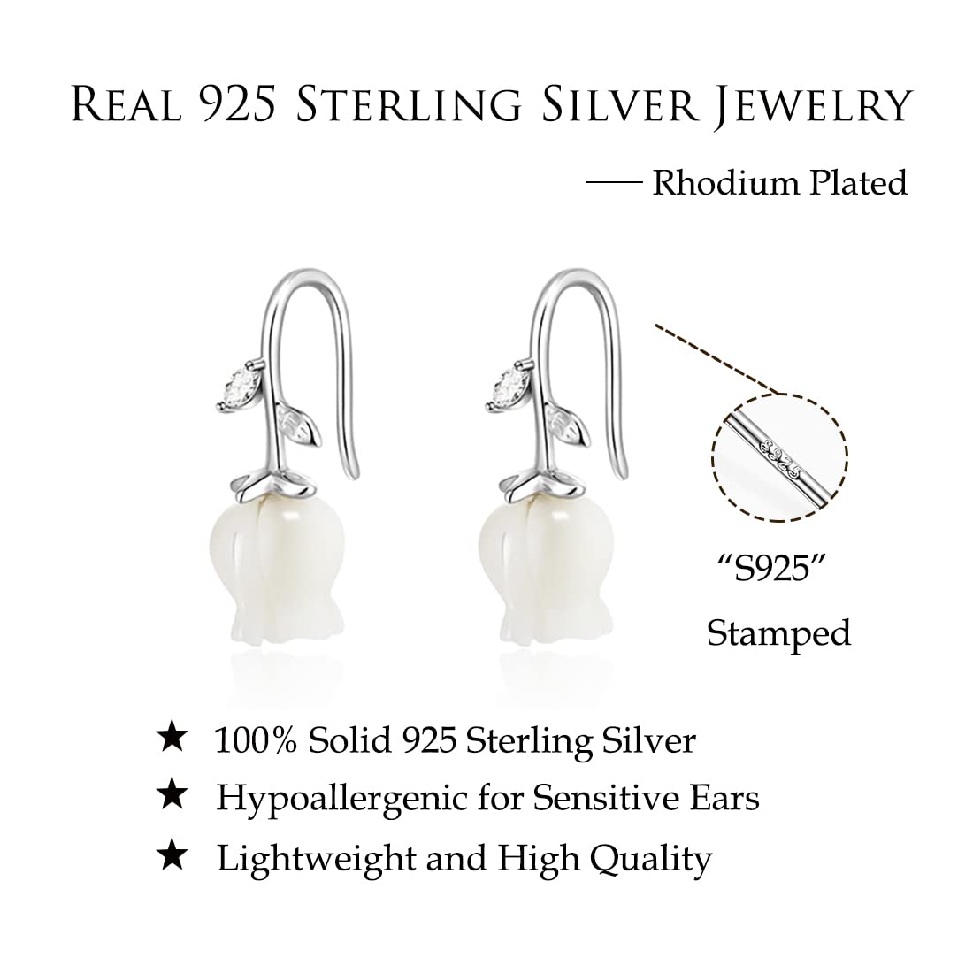 Reffeer Solid 925 Sterling Silver Flower Crawler Cuff Earrings Wraps for Women Flower Wrap Earrings Climber (A-Silver)