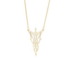 DKMN GÜMÜŞ 925 Sterling Silver Arwen Necklace - Eflique Evenstar Lotr Necklace, Fairy Princess Twilight Star Necklace - Evenstar Pendant of Arwen Necklace Elvish Queen Necklace (22 Inch, 18K Gold)