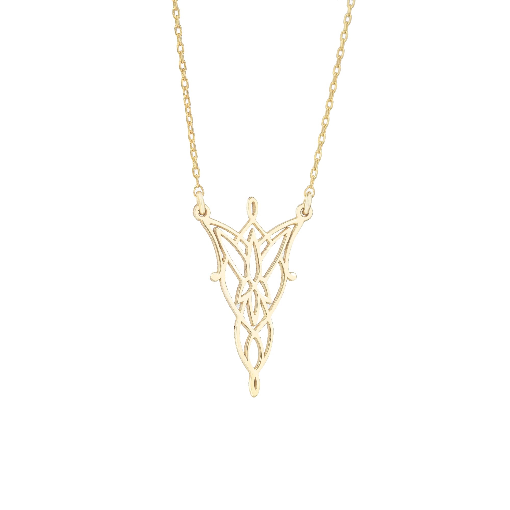 DKMN GÜMÜŞ 925 Sterling Silver Arwen Necklace - Eflique Evenstar Lotr Necklace, Fairy Princess Twilight Star Necklace - Evenstar Pendant of Arwen Necklace Elvish Queen Necklace (22 Inch, 18K Gold)