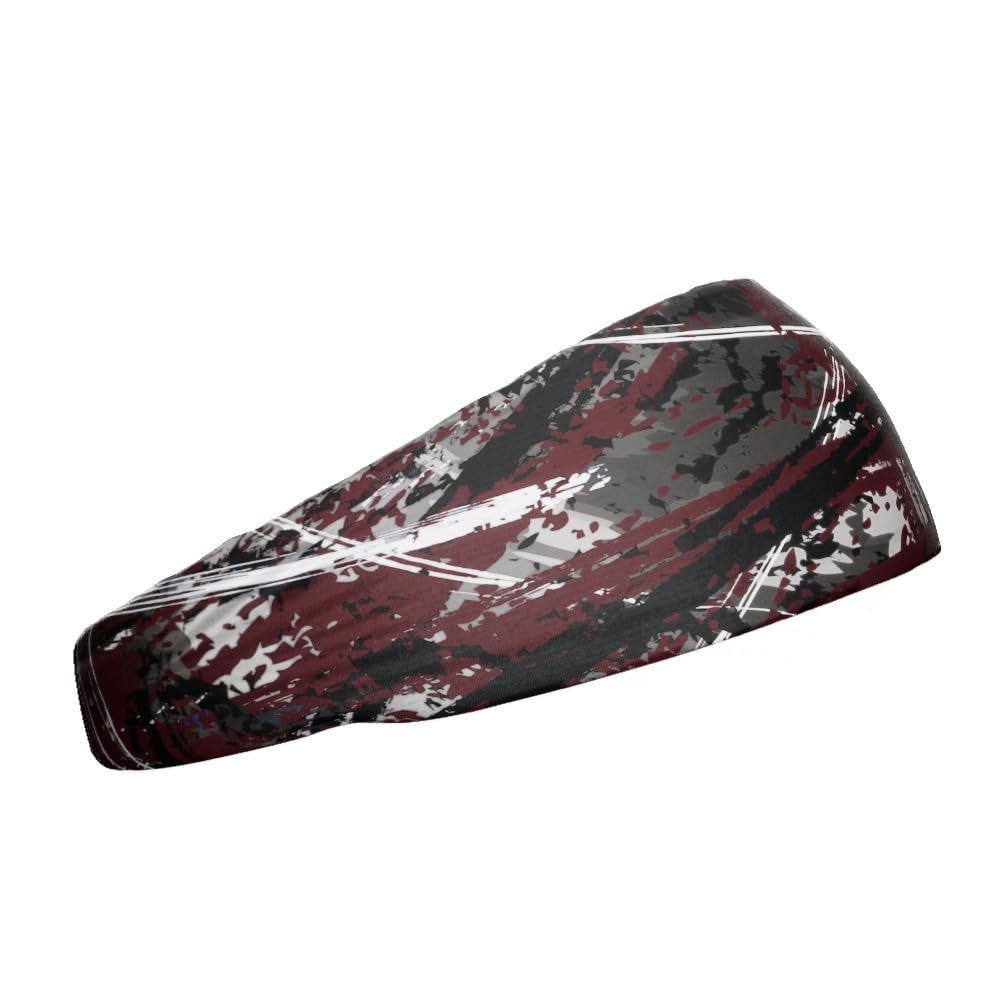 Unisex Headband/Sweatband. Best for Sports, Fitness, Working Out, Yoga. Tapered Design. Reversible. (Wicked Maroon)