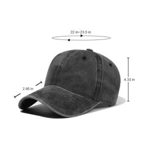 Custom Embroidered Baseball Cap Four Leaf Clover Vintage Washed Hat for Men Women Lucky Black