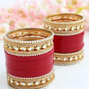 Red Designer Chooda Bangles Bridal/Chooda Bridal Punjabi Chura Women Jewellery Dulhan Choora Set/Bangle Set Chuda Indian Wedding Chura Wear Fashion Jewelry for Women (Red, 2.6)