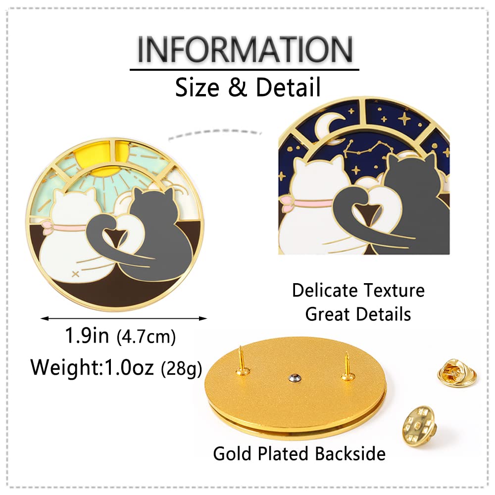 Spinner Anime Cat Enamel Pin - Rotatable Cute Couple Cats Alloy Metal Brooch Lapel Pins for Backpack Bag Jackets (spin cat pin)