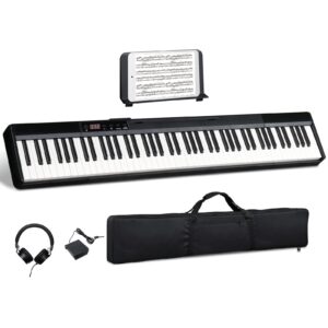 glarry 88 key digital piano for beginner, semi-weighted keys full-size electric piano keyboard w/bluetooth midi function, included sustain pedal, music stand, headphone, carrying bag