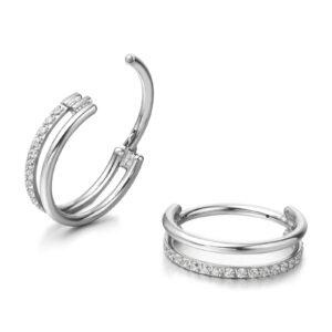 G23 Pure Titanium Huggie Hoop Earrings,12mm Hypoallergenic for Sensitive Ears Pave Cubic Zirconia (18G（1.0mm） Silver)