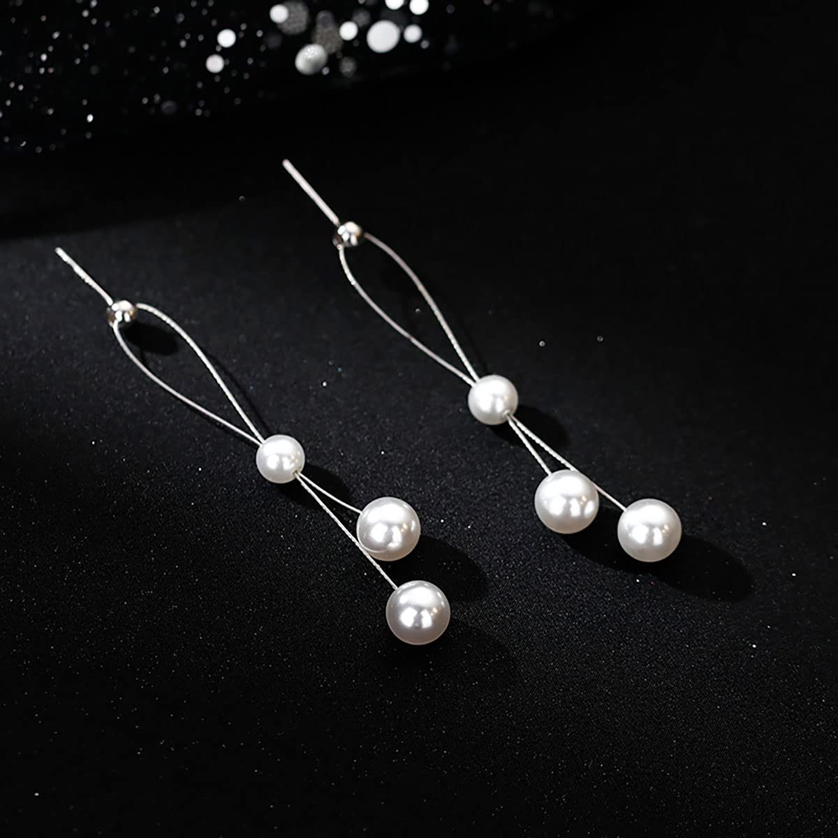 SLUYNZ Sterling Silver Pearls Dangle Earrings for Women Teen Girls Wedding Pearls Dangle Earrings Long Tassel (A-Silver)