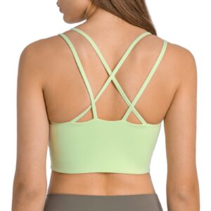 Nanomi Beauty Sports Bras for Women Removable Padded Workout Tanks Criss Cross Back Yoga Crop Tops(Light-Neongreen,X-Large)