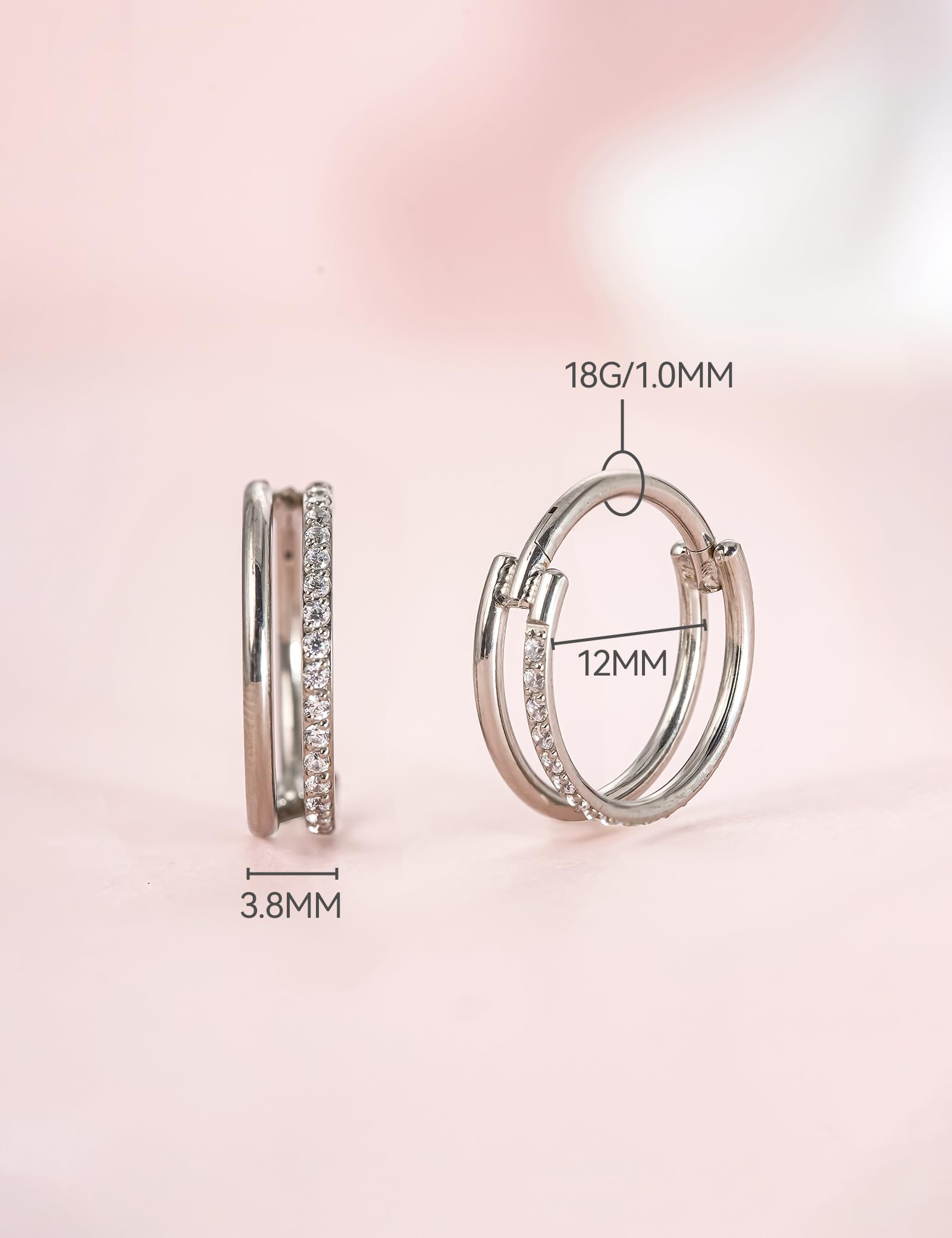 G23 Pure Titanium Huggie Hoop Earrings,12mm Hypoallergenic for Sensitive Ears Pave Cubic Zirconia (18G（1.0mm） Silver)