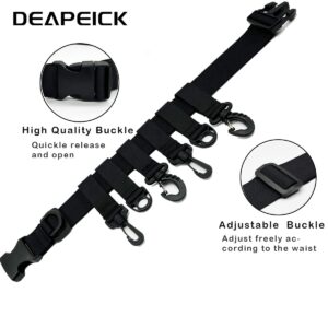 DEAPEICK Fishing Waist Belt Rod Holder Adjustable Waist Wading Belts with 6Pcs Removable Hooks and Portable Pole Inserter for Spinning Casting Fly Fishing Portable Fishing Gear Accessories Wader Strap