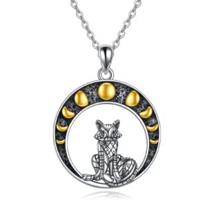 axeluna fox necklace for women sterling silver moon phase necklace witchy jewelry gifts for women