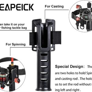 DEAPEICK Fishing Waist Belt Rod Holder Adjustable Waist Wading Belts with 6Pcs Removable Hooks and Portable Pole Inserter for Spinning Casting Fly Fishing Portable Fishing Gear Accessories Wader Strap