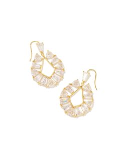 kendra scott blair jewel open frame earrings gold white crystal one size