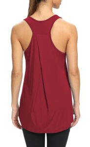 bestisun womens tunic workout yoga tops tennis running shirts long athletic tank tops racerback tanks yoga clothes workout clothing wine red xxl