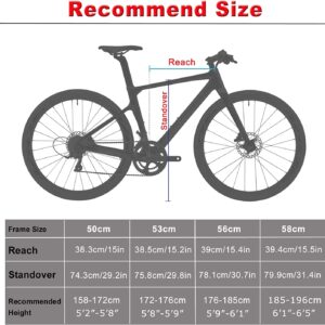 KABON Carbon Road Bike, 700C Carbon Fiber Frame Road Bike with Shimano 105 22 Speed Disc Brake Racing Bicycle for Men and Women