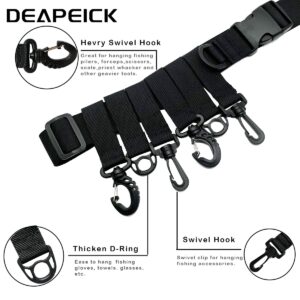 DEAPEICK Fishing Waist Belt Rod Holder Adjustable Waist Wading Belts with 6Pcs Removable Hooks and Portable Pole Inserter for Spinning Casting Fly Fishing Portable Fishing Gear Accessories Wader Strap