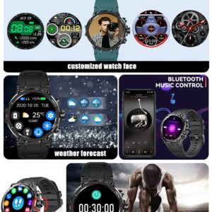 Military Smart Watch for Men Outdoor Rugged Tactical Smartwatch Bluetooth Answer Make Calls 1.32'' HD Fitness Tracker Watch Heart Rate Monitor Sleep Tracker Pedometer for iPhone Android Phones