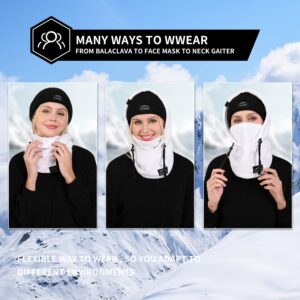 OWNGIGI Balaclava Ski Mask for Men and Women Winter Fleece Face Mask Windproof Cold Weather Head Cover Hooded Neck Warmer White