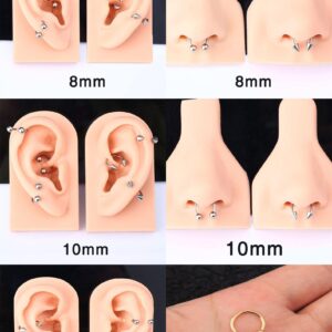 16G Horseshoe Septum Nose Nostril Ring Hoop, 7 Pairs Circular Curved Barbell Externally Threaded, 14K Gold Plated Surgical Steel Small Body Piercing Jewelry Set for Lip Daith Tragus Helix Cartilage Rook Multiple Piercing Smiley ( Ball, 6MM - 14MM)