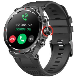 Military Smart Watch for Men Outdoor Rugged Tactical Smartwatch Bluetooth Answer Make Calls 1.32'' HD Fitness Tracker Watch Heart Rate Monitor Sleep Tracker Pedometer for iPhone Android Phones