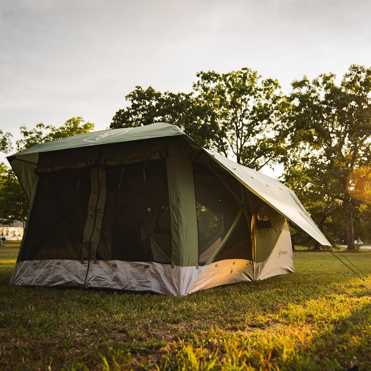 Gazelle Tents T3 Tandem GT350GR Pop-Up Portable Camping Hub Tent, Easy Instant Set up in 90 Seconds, Alpine Green, 6-Person, Family, Overlanding, 82" x 152"